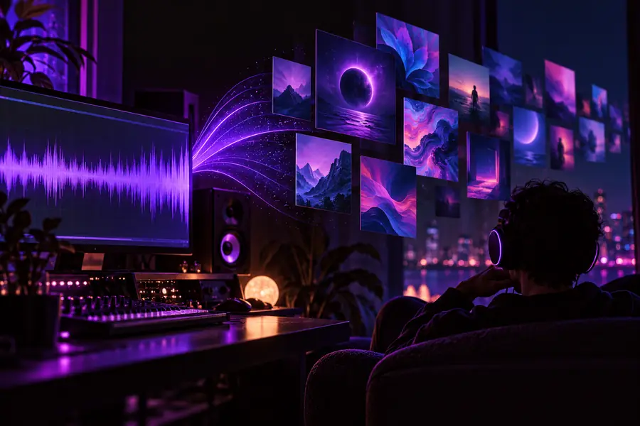 Editorial artwork representing a considered set of song examples