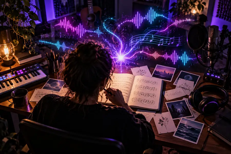 Illustration representing the stage of developing a song idea